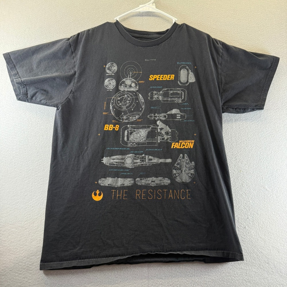 Star Wars WeLoveFine The Resistance BB-8 Millennium Falcon Blueprint T-Shirt L